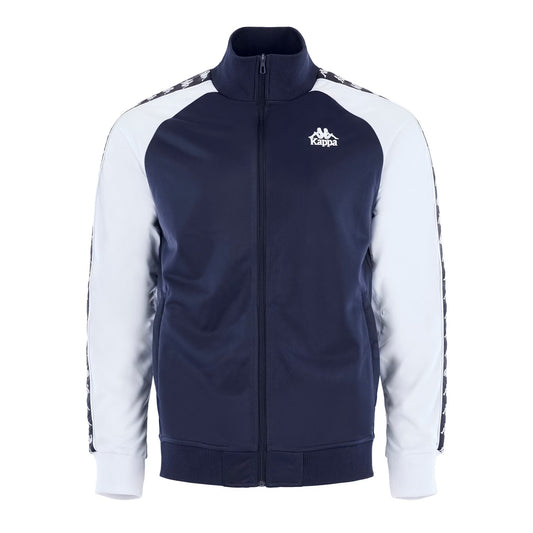 Kappa Uriah blue track top, sporty men's jacket with Kappa logo, front zipper, and ribbed cuffs, ideal for athletic and casual wear.