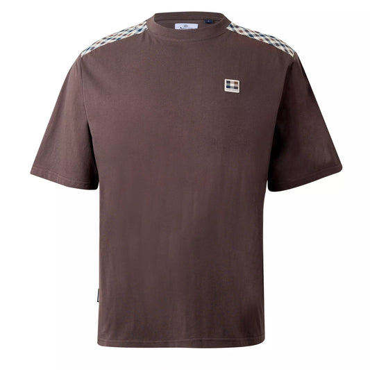Aquascutum Active Check Shoulder T-Shirt Chocolate