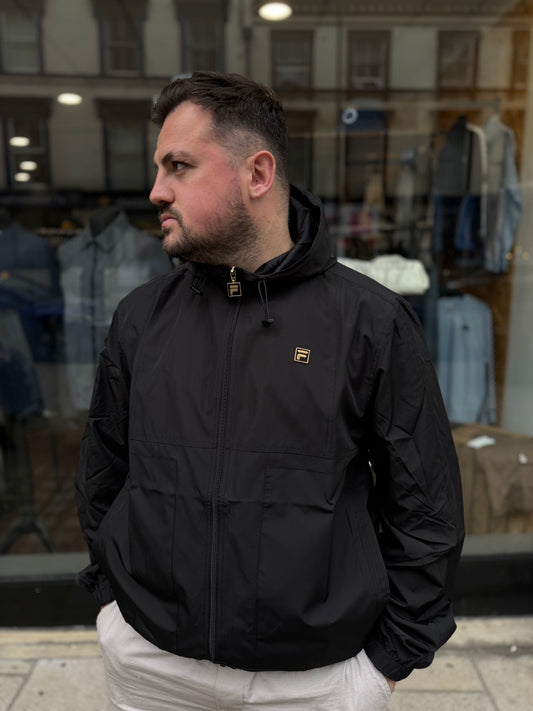 Fila Gold Ian Full Zip Jacket With Seam Detailing in black