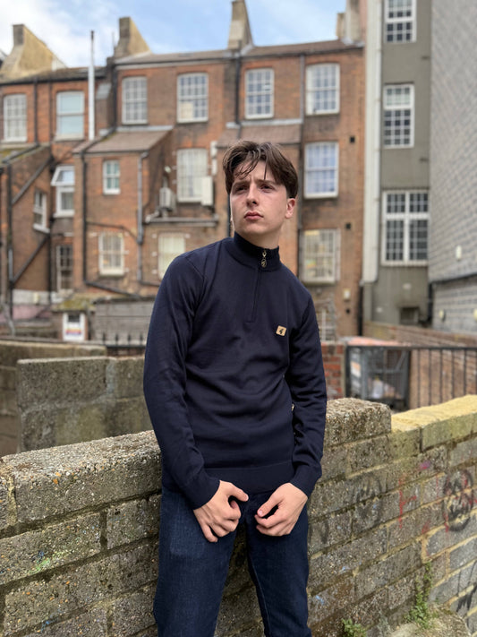 Gabicci Vintage Quarter Zip Jumper Naxton Navy - RD1 Clothing