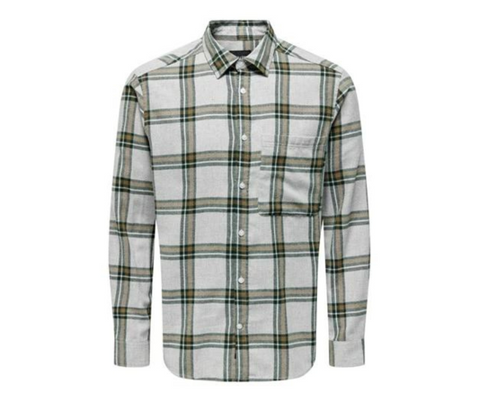 Only & Sons Life Check Shirt In Grey - RD1 Clothing