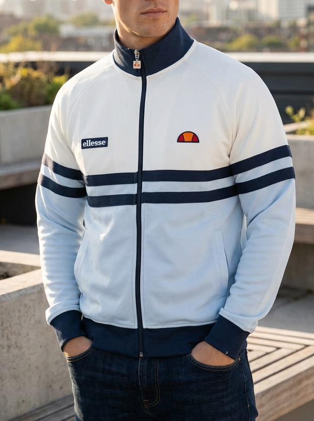 Ellesse Rimini Track Top Off White/Light Blue - RD1 Clothing