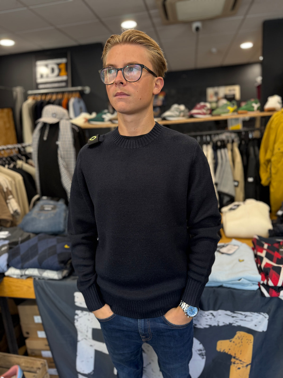 MA.STRUM Oka Crew Sweatshirt Dark Navy