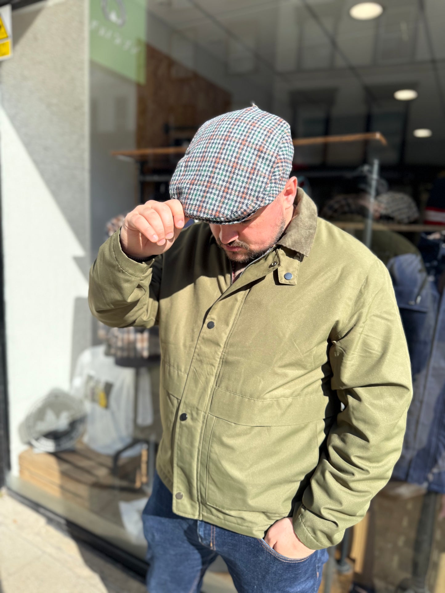 Tweed Flat Cap Grey Checkered