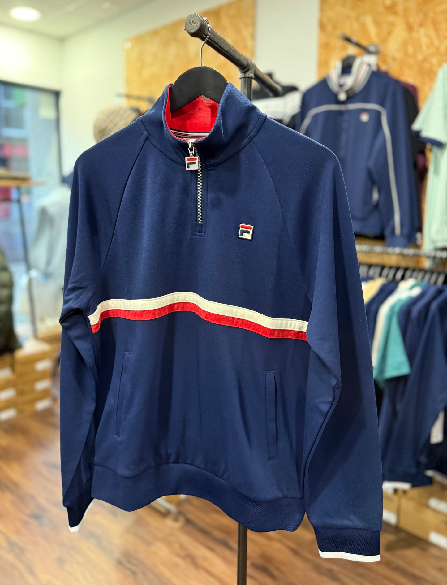 Fila Vintage Rolando Quarter Zip Navy/Gardenia/Red