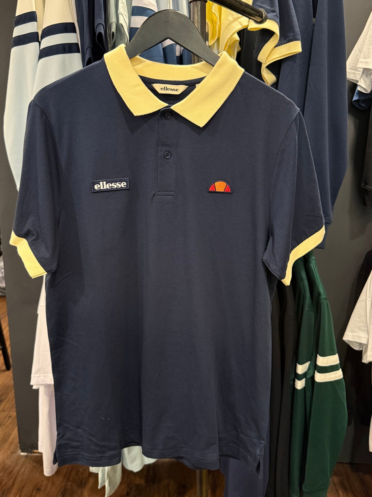Ellesse Lessepsia Polo Shirt Navy/Light Yellow - RD1 Clothing