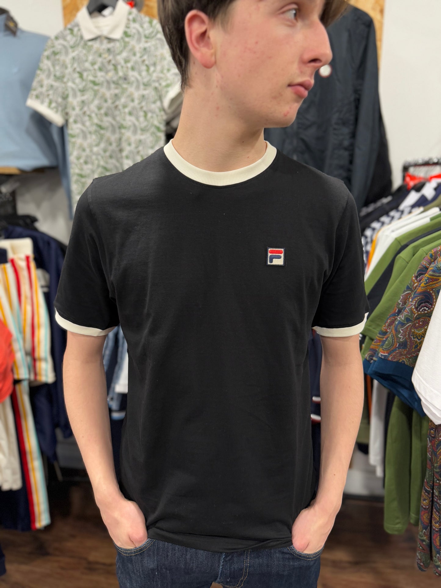 Fila Marconi T-Shirt In Black/Gardenia