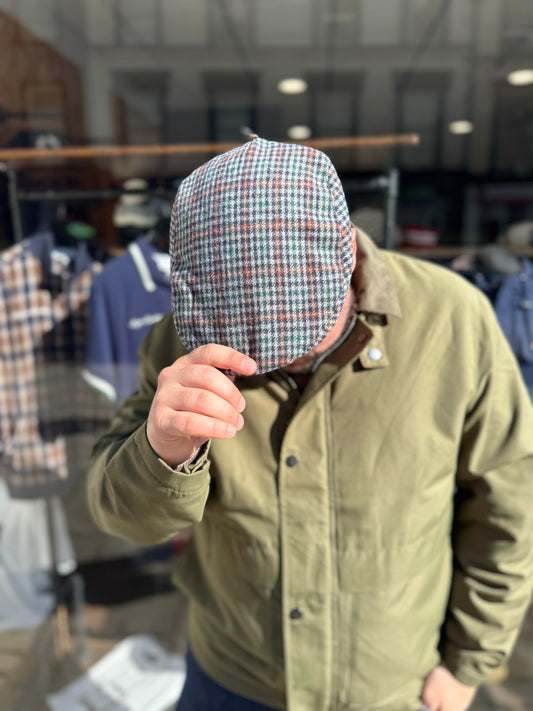Tweed Flat Cap Grey Checkered