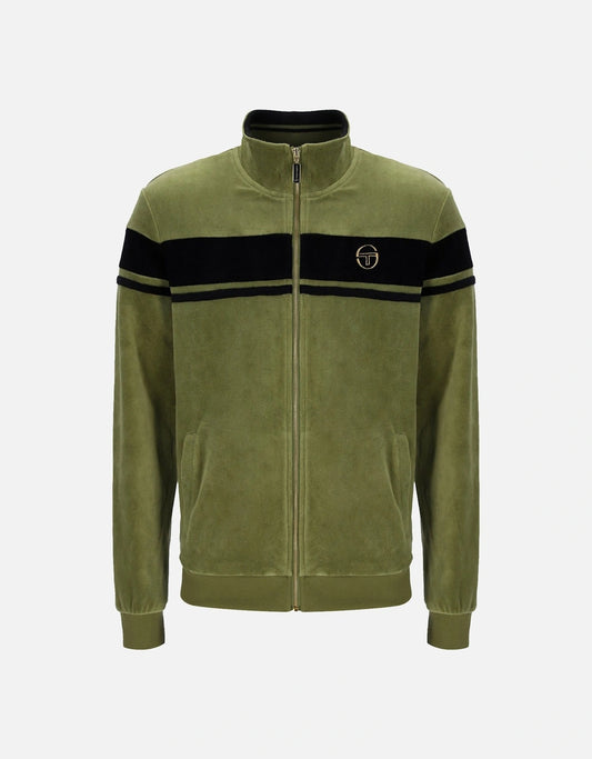 Sergio Tacchini Damarindo Velour Track Top In Sphagnum