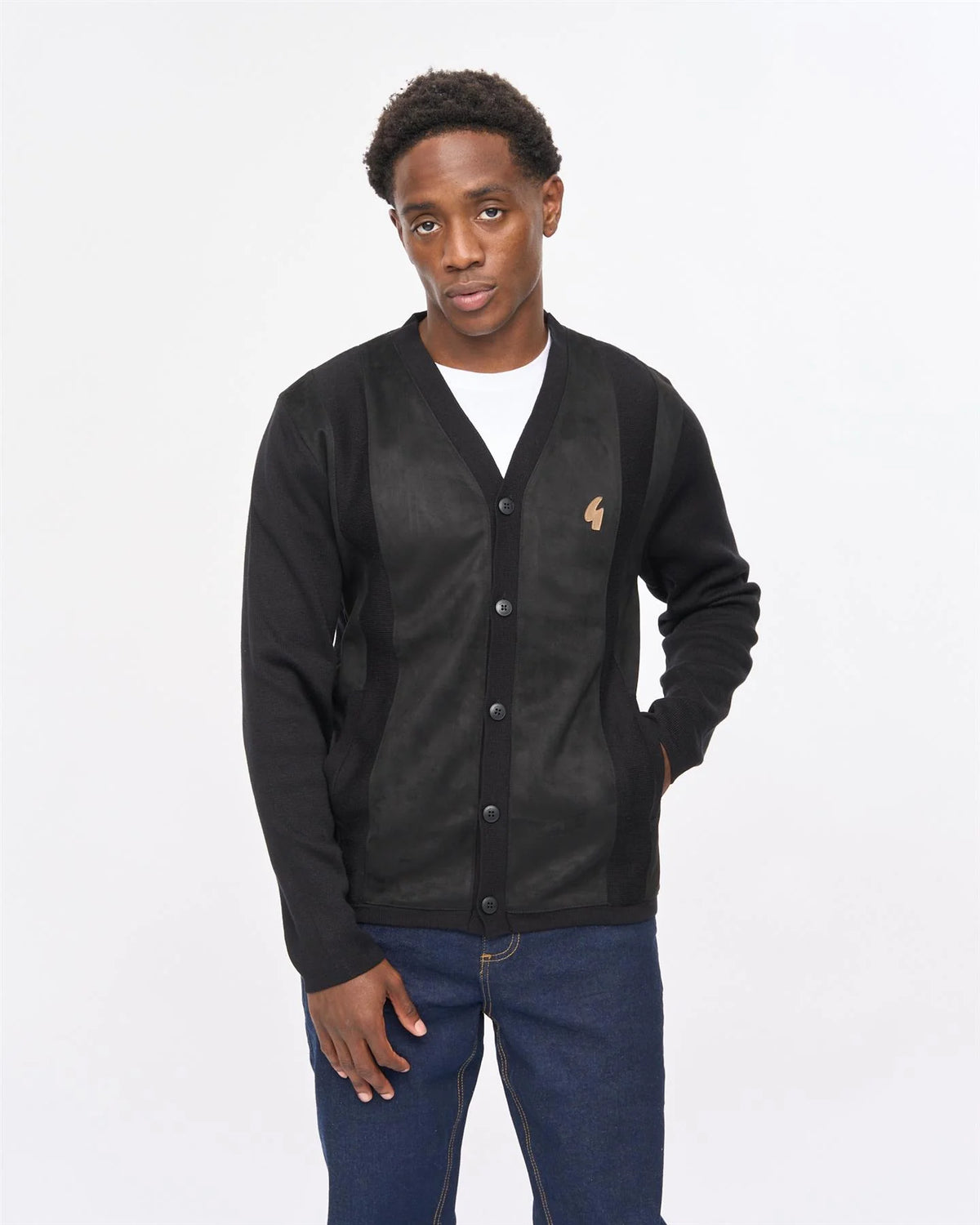 Gabicci Vintage Hurst Long Sleeve Knit Cardigan Black
