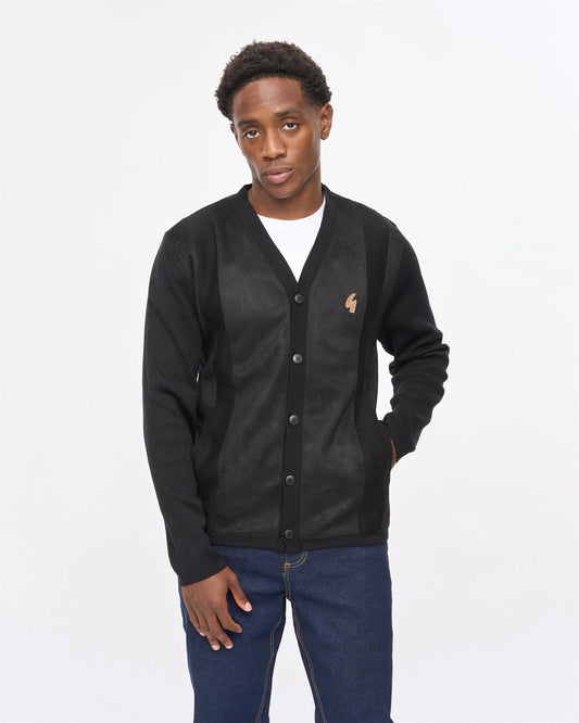 Gabicci Vintage Hurst Long Sleeve Knit Cardigan Black