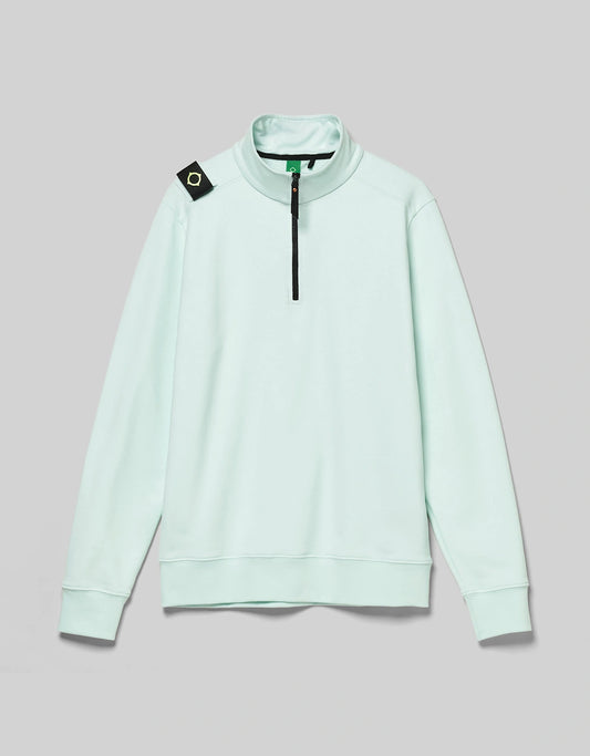 MA.Strum Frost quarter zip sweatshirt jumper in cozy fabric, featuring a high collar and comfortable fit.