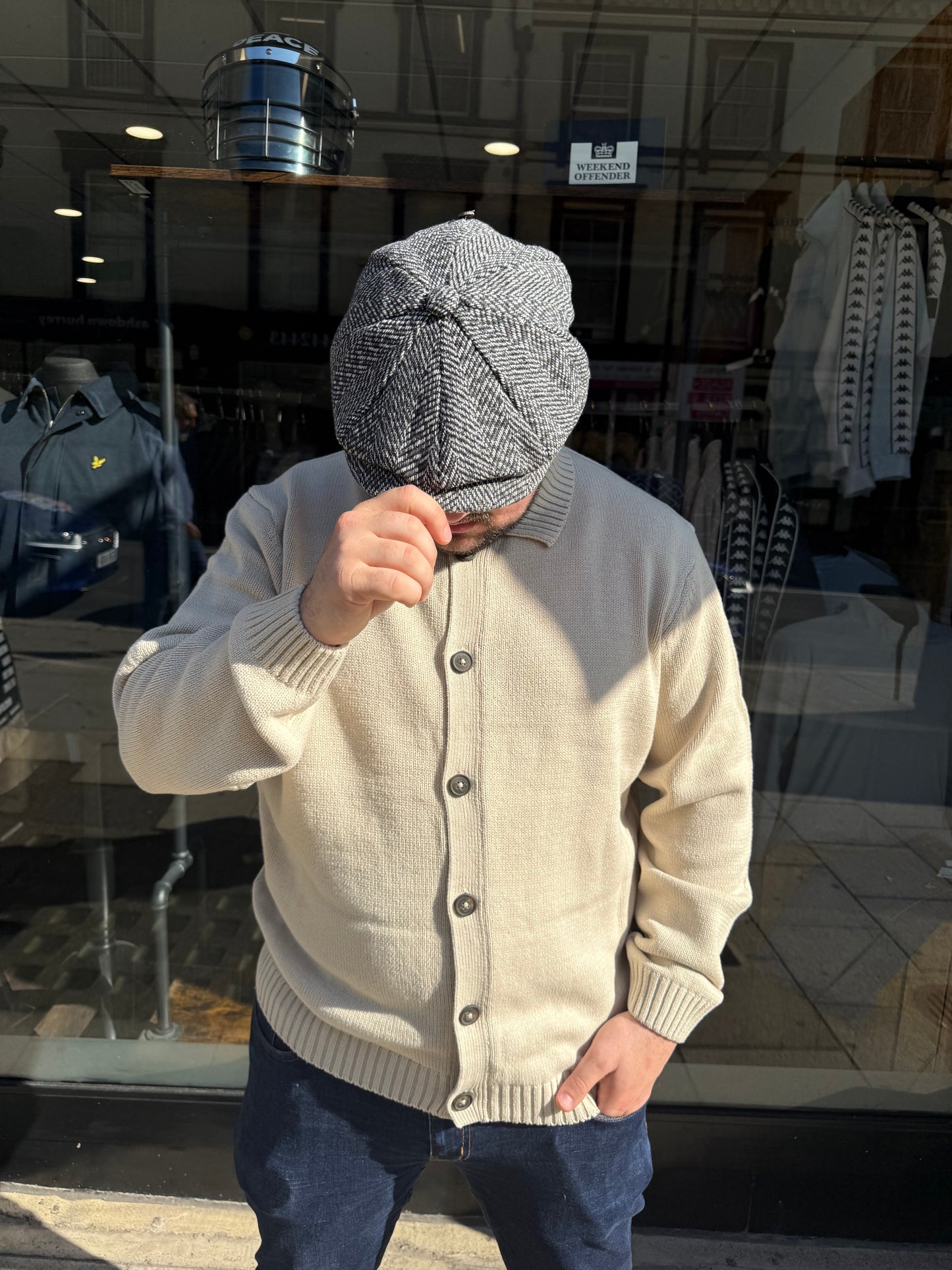 Tweed Newsboy Flat Cap Light Grey