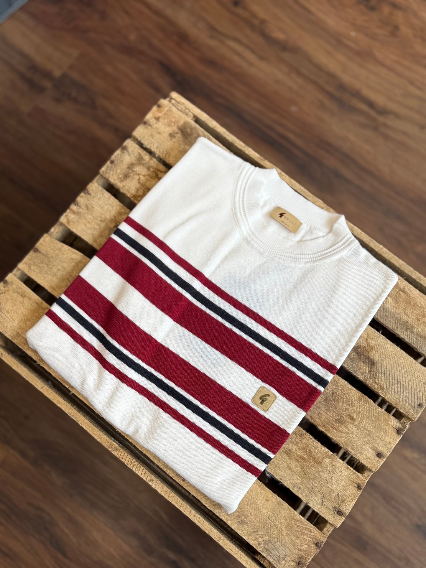 Gabicci Vintage Liam Knitted Turtle Neck T-Shirt White - RD1 Clothing