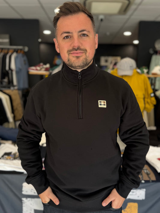 Aquascutum Active Badge Quarter Zip Fleece Black
