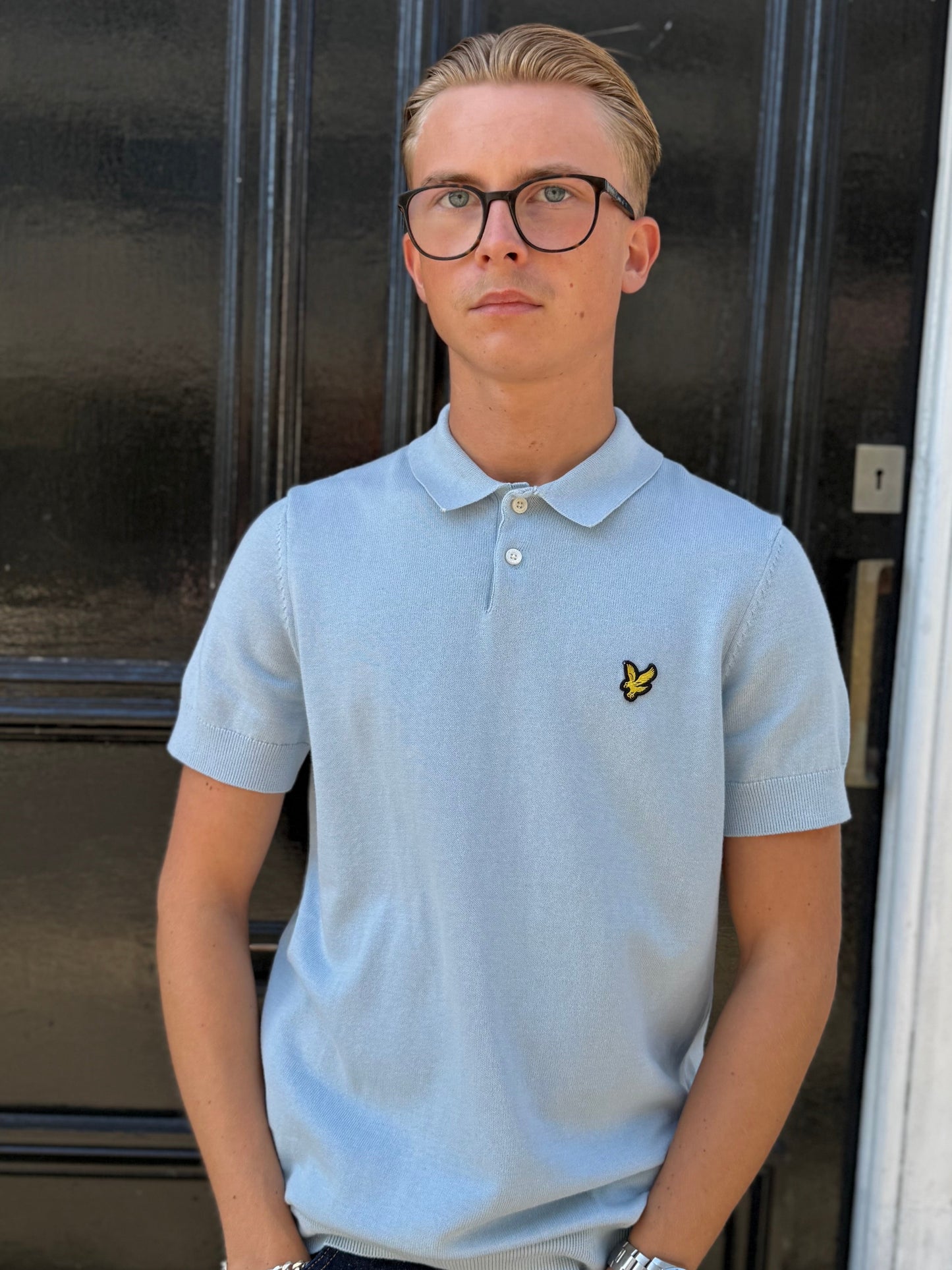 Lyle & Scott Short Sleeve Knitted Polo Opal Blue