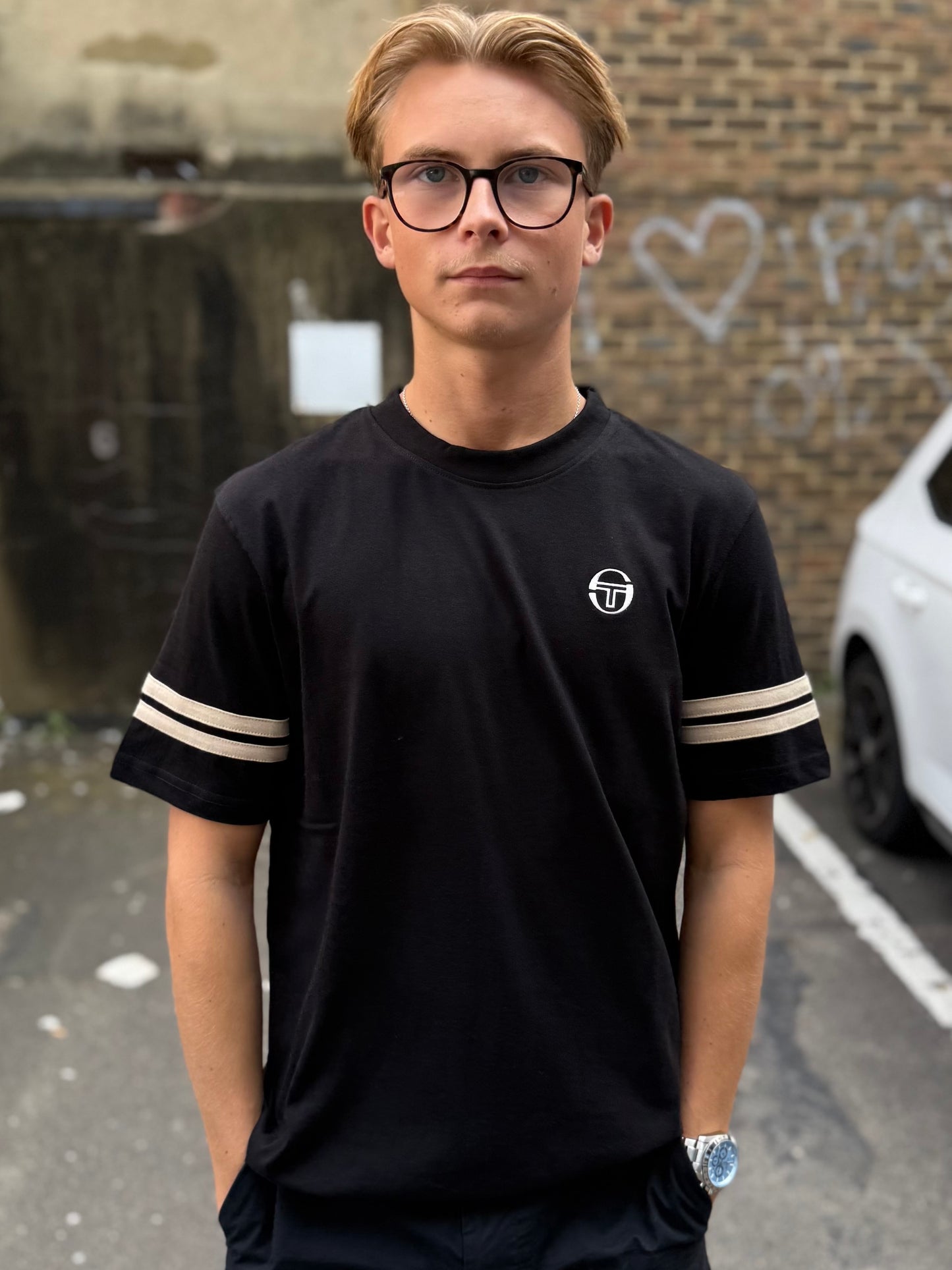 Sergio Tacchini Grello Crew Neck T-Shirt Black/Peyote