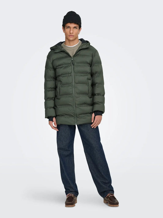 Only & Sons Onsunion Seamless Life Puffer Coat Green