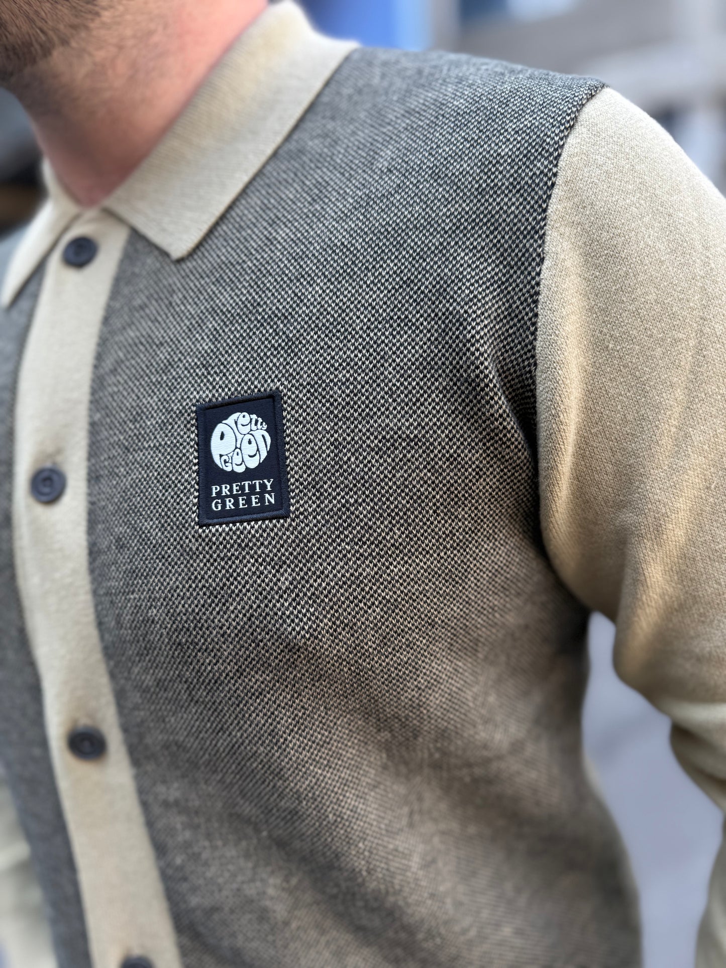 Pretty Green Roxy Longsleeve Knitted Polo Shirt Camel