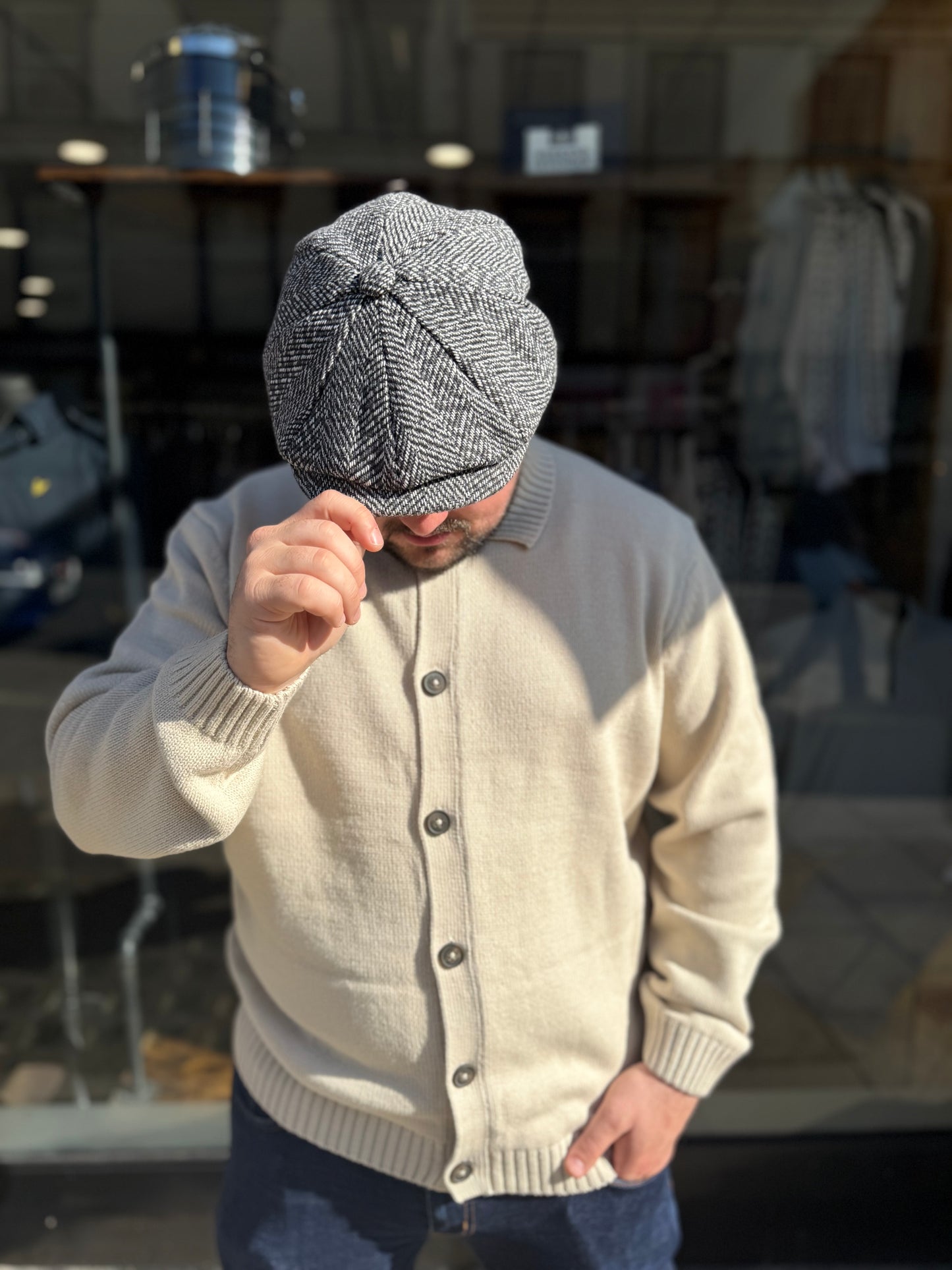 Tweed Newsboy Flat Cap Light Grey