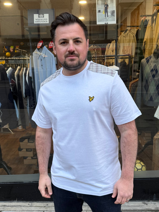 Lyle & Scott Check Panelled T-Shirt White - RD1 Clothing