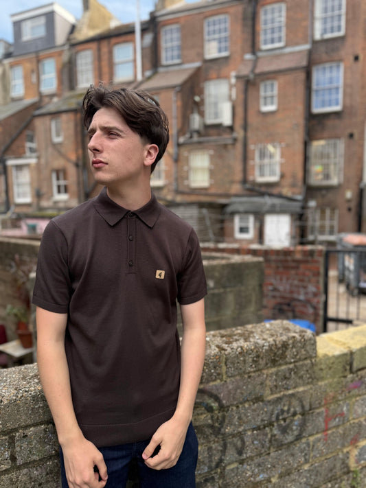 Gabicci Vintage Jackson Short Sleeve Plain Knitted Polo Clove - RD1 Clothing