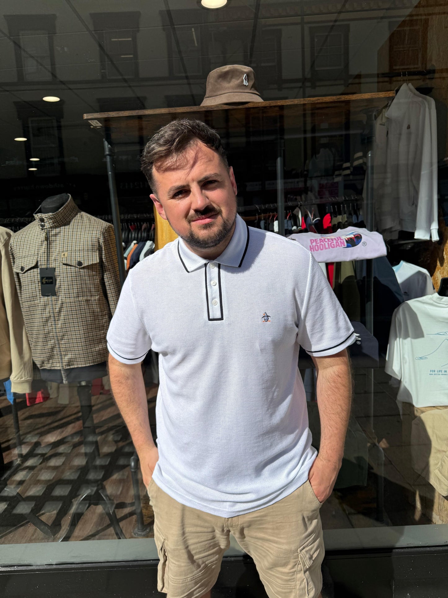 Original Penguin Earl Mesh Polo Bright White - RD1 Clothing