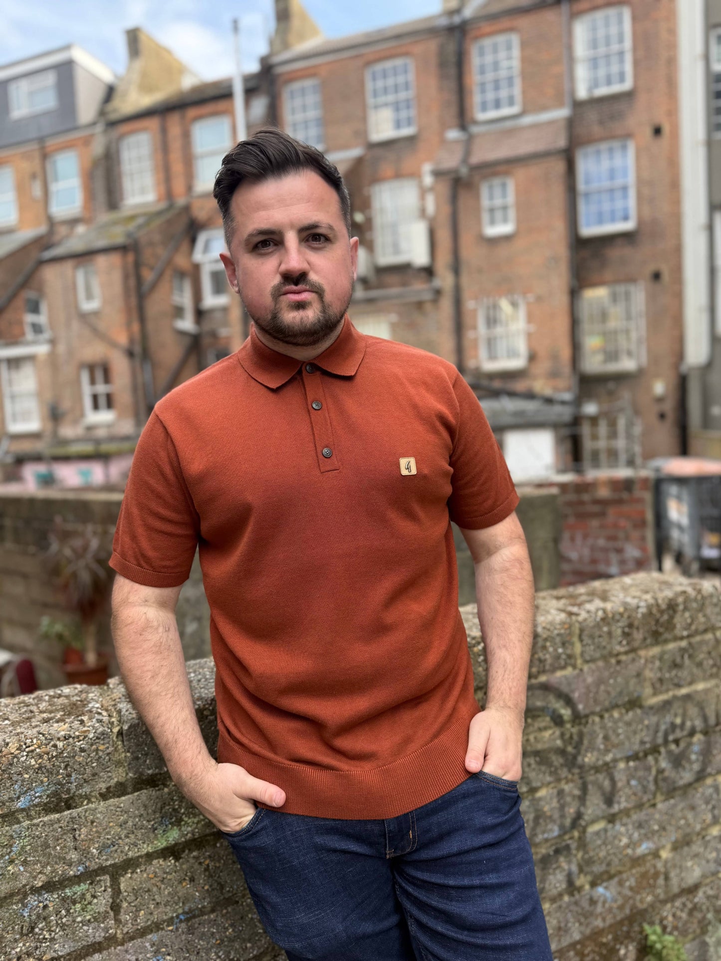 Gabicci Vintage Jackson Short Sleeve Plain Knitted Polo Paprika - RD1 Clothing
