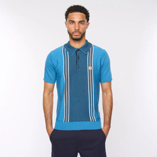 Gabicci Vintage Hadon Short Sleeve French Placket Knitted Polo