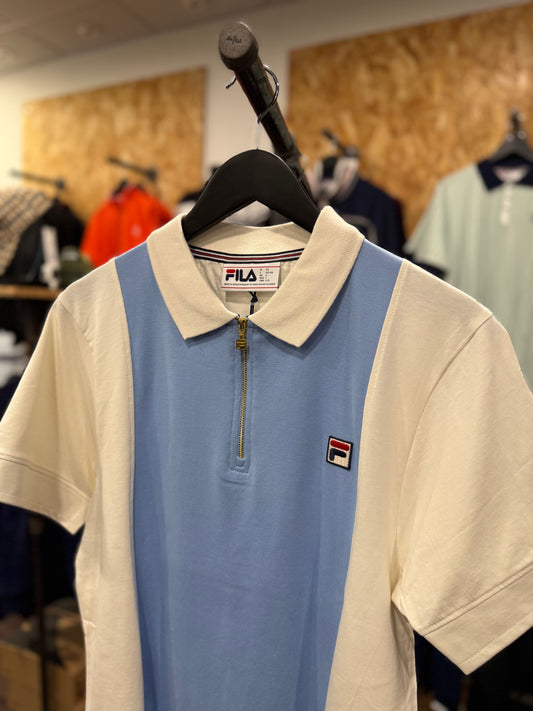 Fila Vintage Pierro Cut and Sew Zip Polo Gardenia/Frozen Fjord