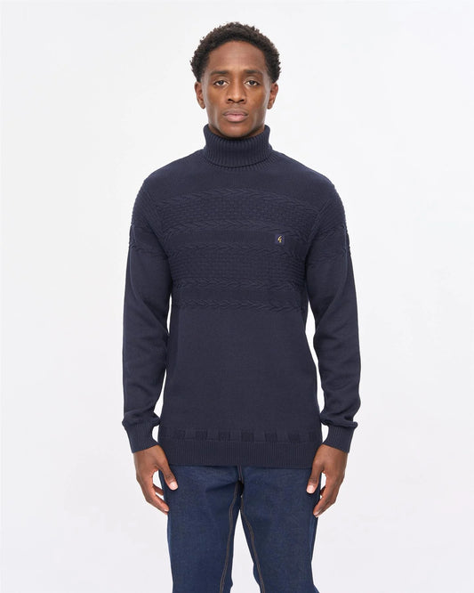 Gabicci Vintage Emilio Long Sleeve Roll Neck Knit Navy