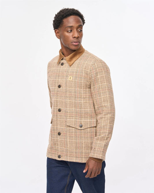 Gabicci Vintage Prince of Wales Check Hunter Jacket in Caramel