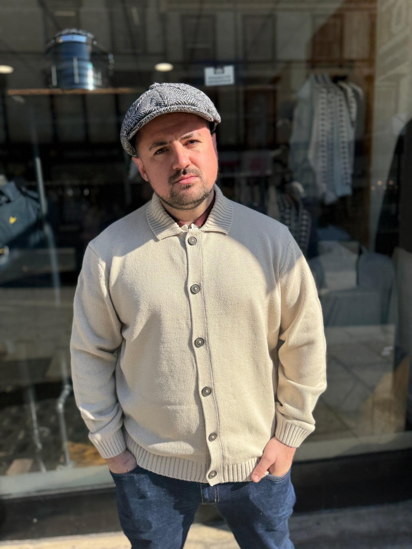 Tweed Newsboy Flat Cap Light Grey