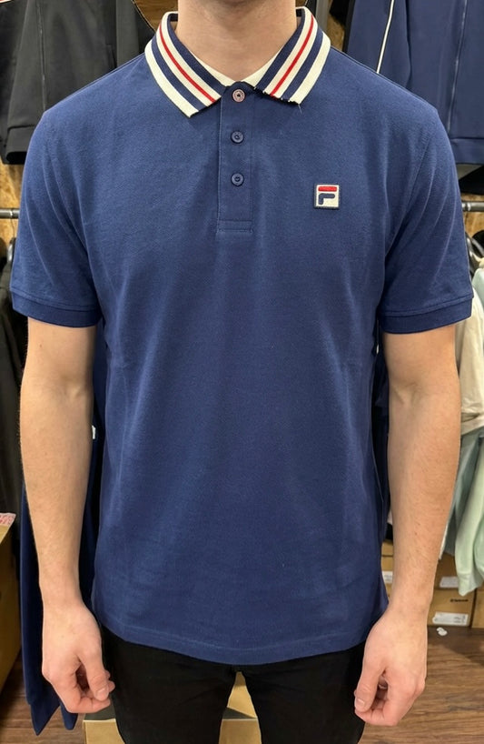 Fila Vintage Achille Three Button Heritage Tape Basic Polo Navy - RD1 Clothing