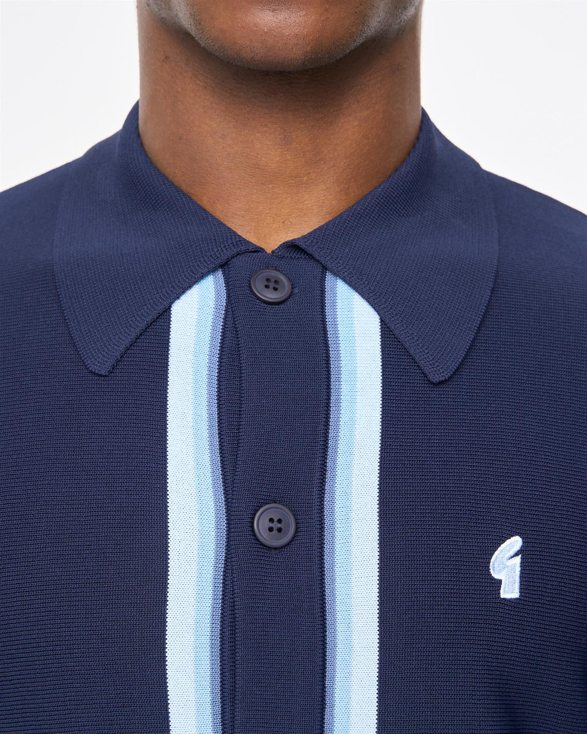 Gabicci Vintage Bromley Long Sleeve Knitted Polo Navy