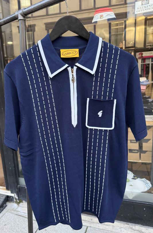 Gabicci Vintage Daron Knitted Polo Shirt Navy - RD1 Clothing