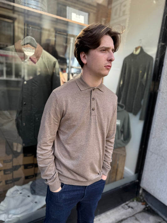 Only & Sons Long Sleeve Knitted Polo Desert Taupe - RD1 Clothing