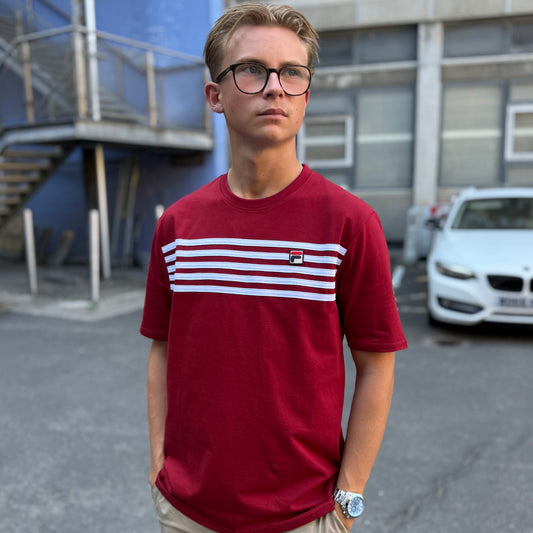 Fila Vintage Hanford Stripe T-Shirt Sun Dried Tomato/White
