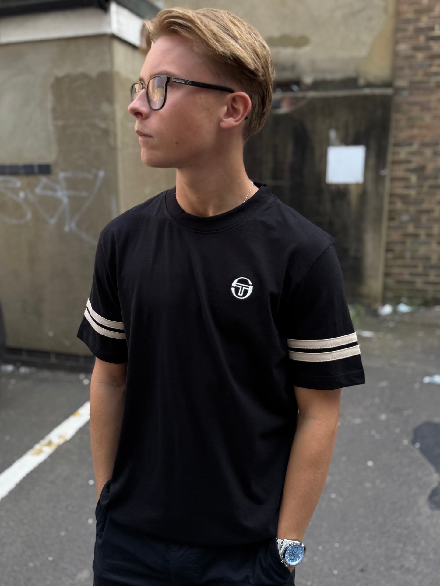 Sergio Tacchini Grello Crew Neck T-Shirt Black/Peyote