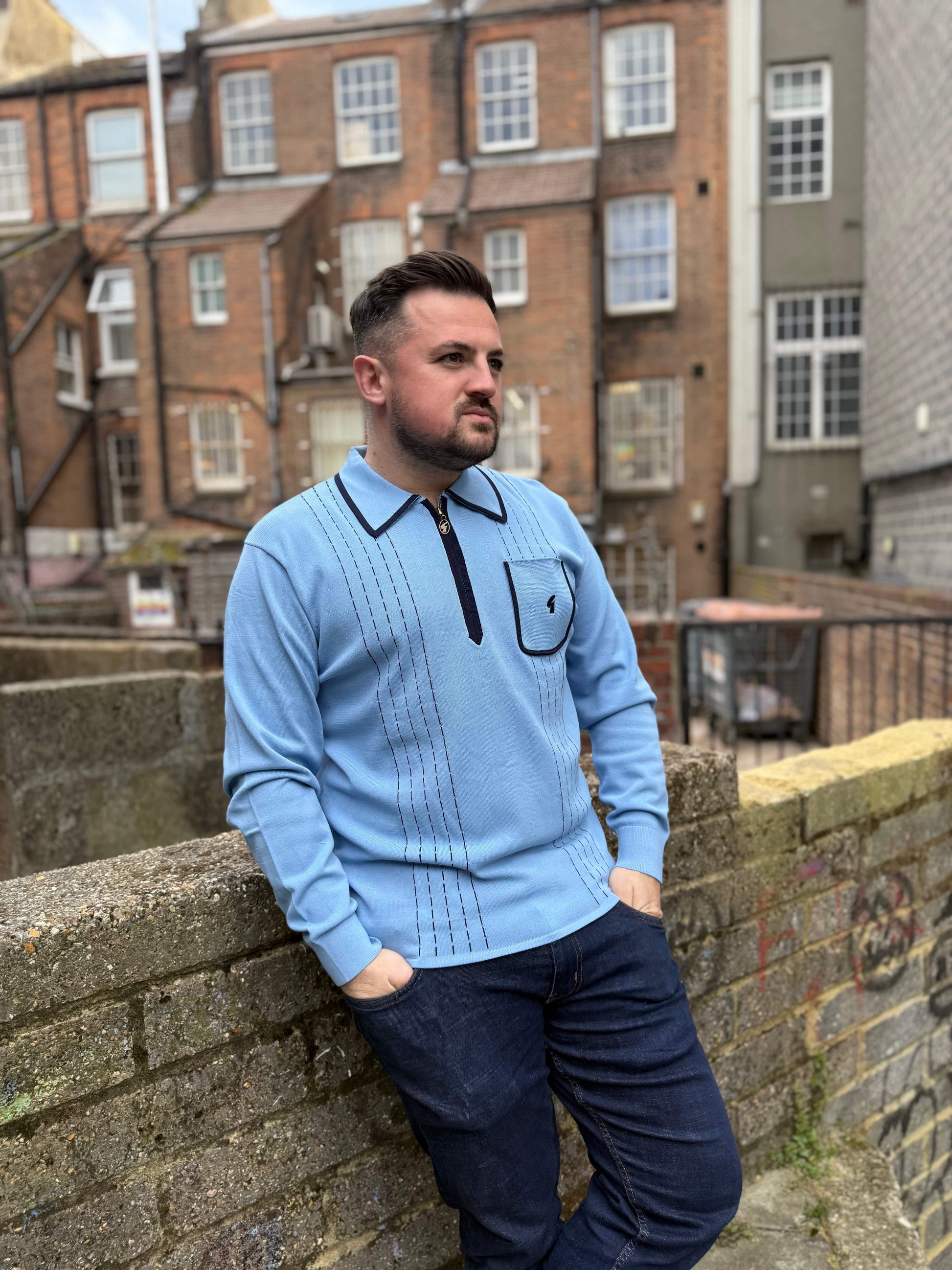 Gabicci Vintage Darron Knitted Polo Iceberg Gabicci Polo Shirt