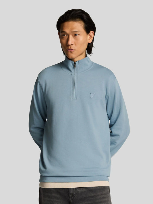 Lyle & Scott Superfine Quarter Zip Blue Ash