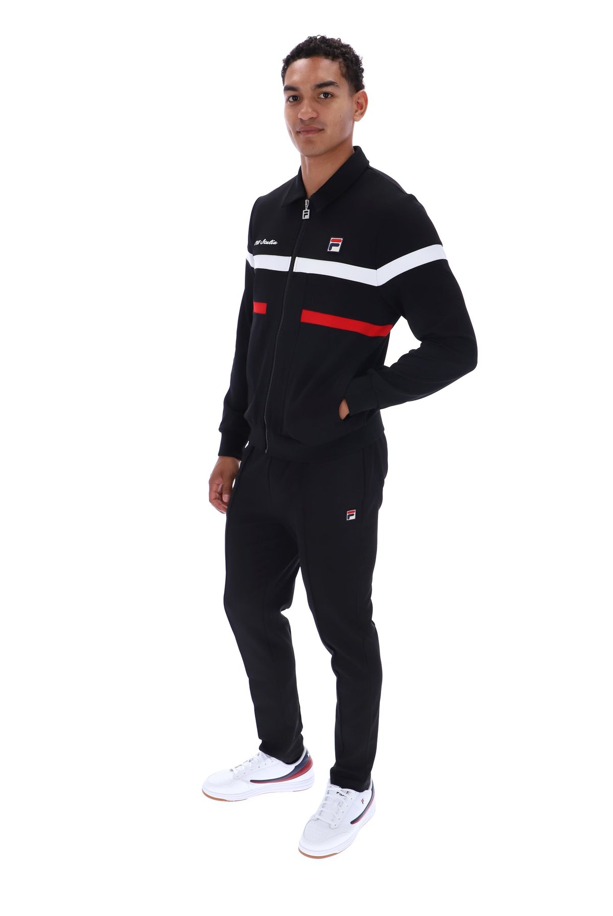 Fila Vintage Cut and Sew Jacket Black/Red/White