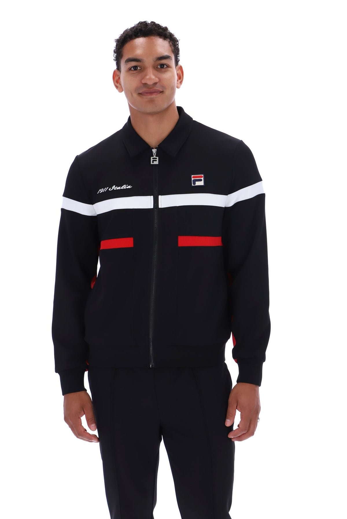 Fila Vintage Cut and Sew Jacket Black/Red/White
