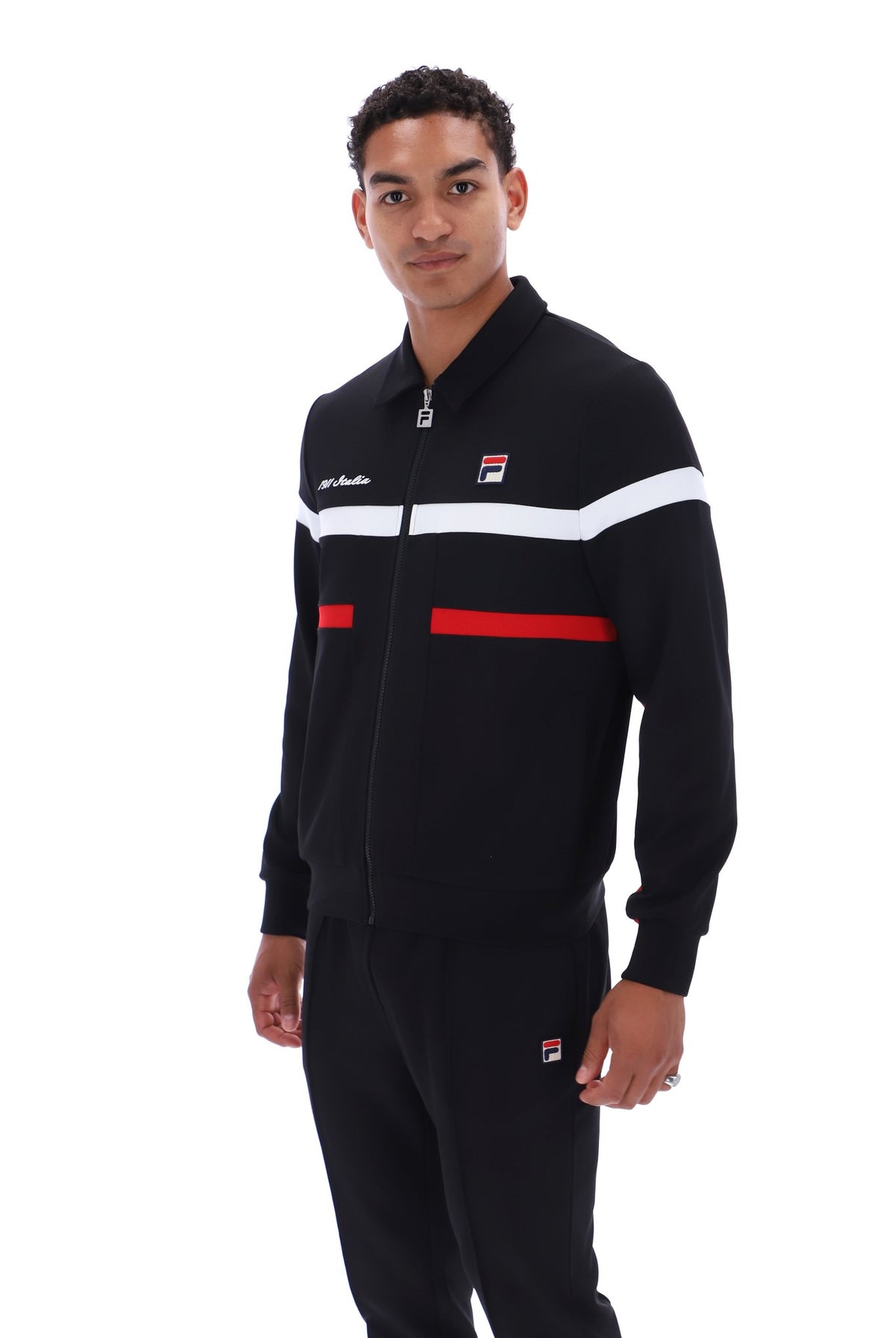 Fila Vintage Cut and Sew Jacket Black/Red/White