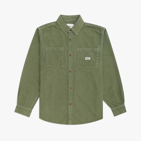 Parlez Ayr Cord Over Shirt -Olive Green