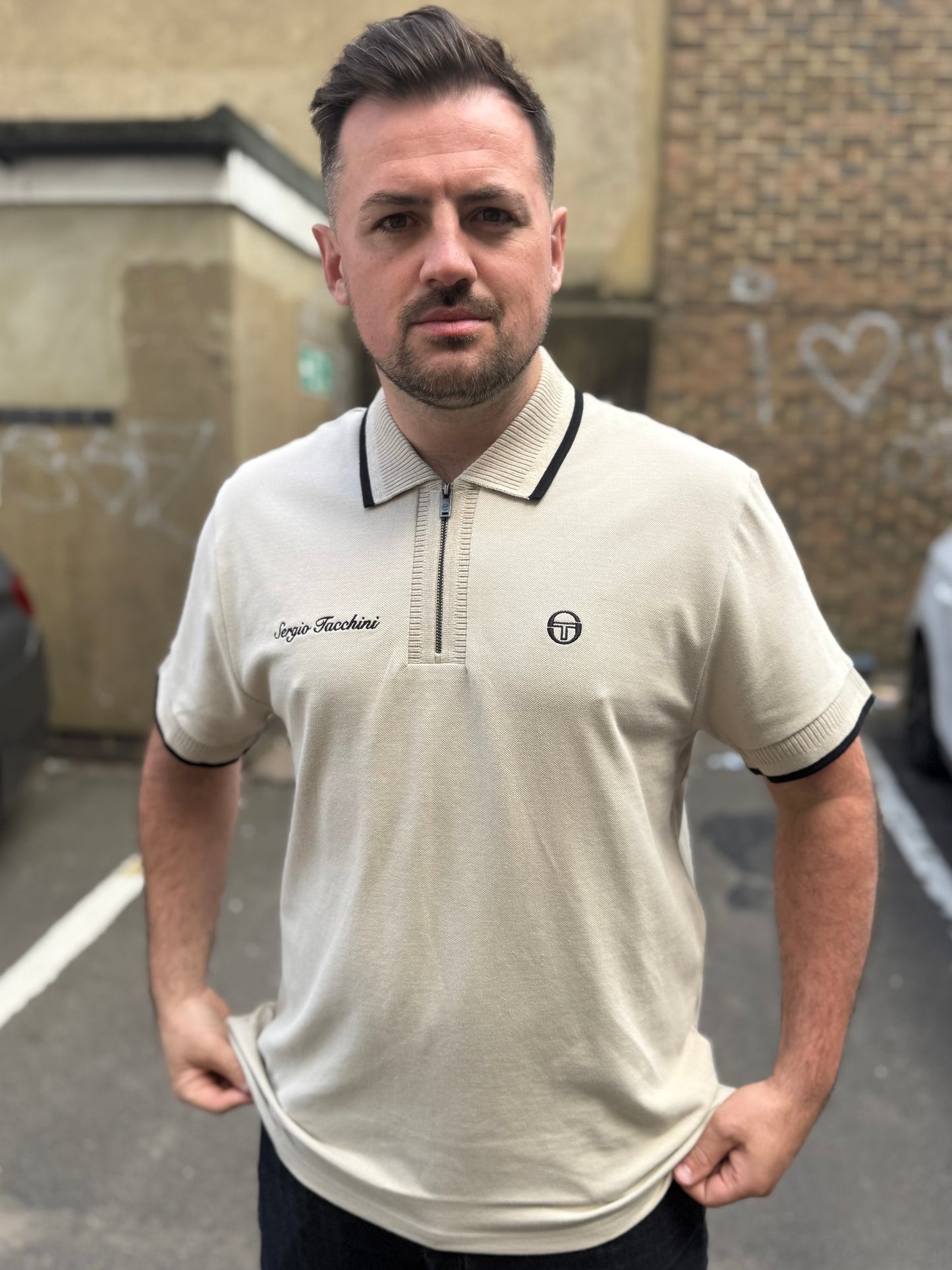 Sergio Tacchini Davide Zip Polo Shirt Peyote
