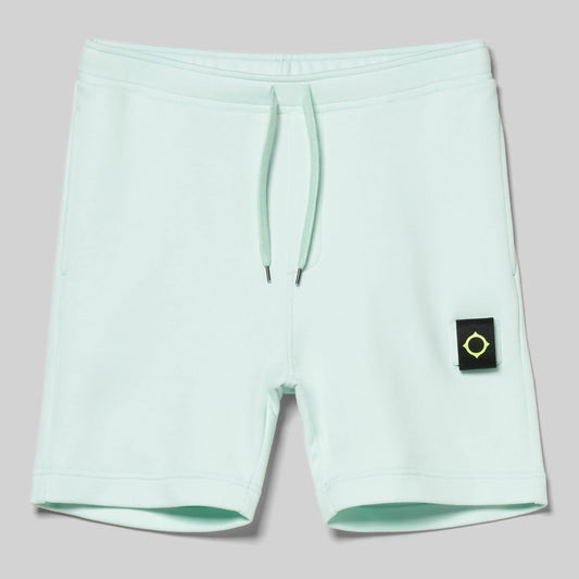 MA.Strum track shorts in frosty color, lightweight athletic shorts with elastic waistband and side pockets, designed for active wear.