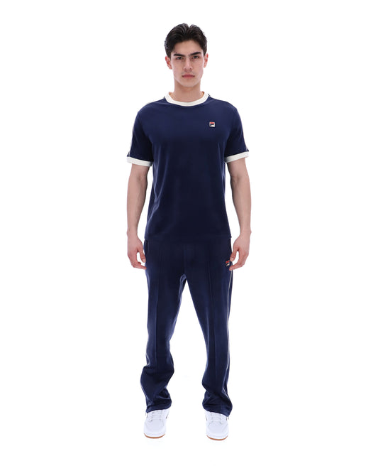 Fila Basilio Velour T-Shirt Navy/Gardenia - RD1 Clothing