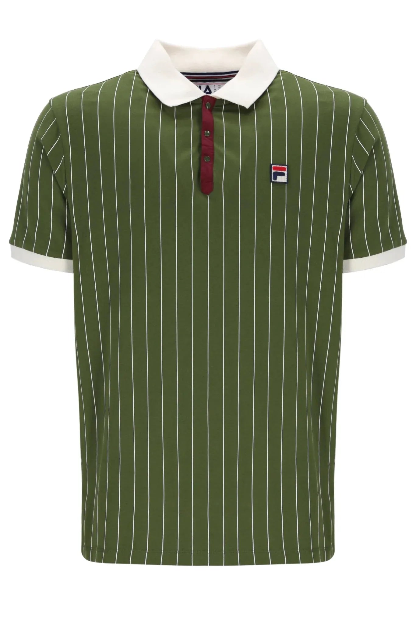 Fila BB1 Striped Polo In Chive Gardenia Windsor Wine RD1 Clothing