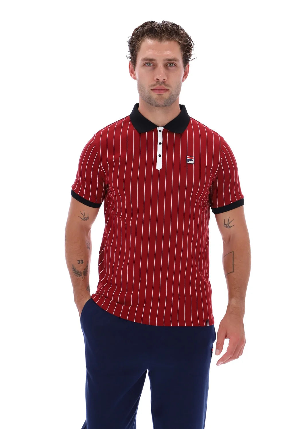 Fila BB1 Classic Vintage Striped Polo Sun Dried Tomato/Black/White